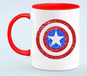 Щит Капитана Америка кружка двухцветная (цвет: белый + красный)