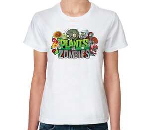 Plants Vs Zombies - Растения Против Зомби женская футболка с коротким рукавом (цвет: белый)