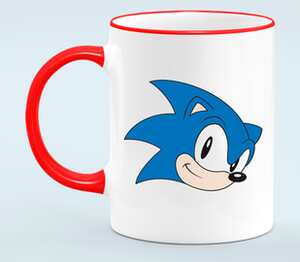 Sonic hedgehog head кружка с кантом (цвет: белый + красный)