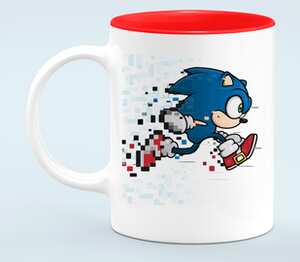 Соник (Sonic) кружка хамелеон двухцветная (цвет: белый + красный)
