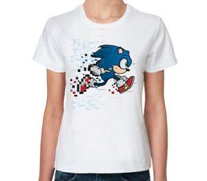 Соник (Sonic) женская футболка с коротким рукавом (цвет: белый)