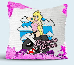 Princess Peach (Mario) подушка с пайетками (цвет: белый + сиреневый)