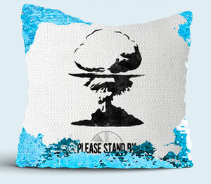Fallout подушка с пайетками (цвет: белый + синий)