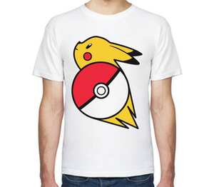 Пикачу (Покемон) мужская футболка с коротким рукавом (цвет: белый)