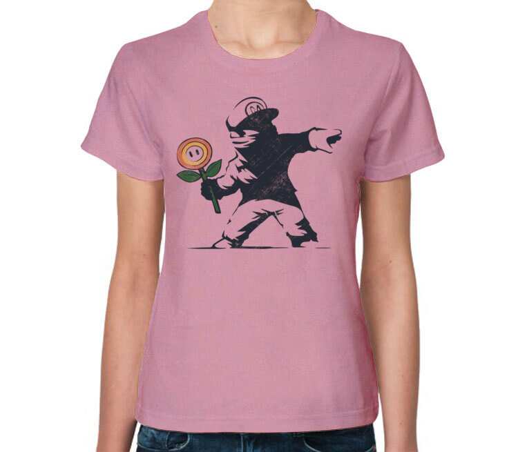 Граффити Марио женская футболка с коротким рукавом (цвет: розовый меланж)