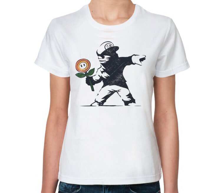 Граффити Марио женская футболка с коротким рукавом (цвет: белый)