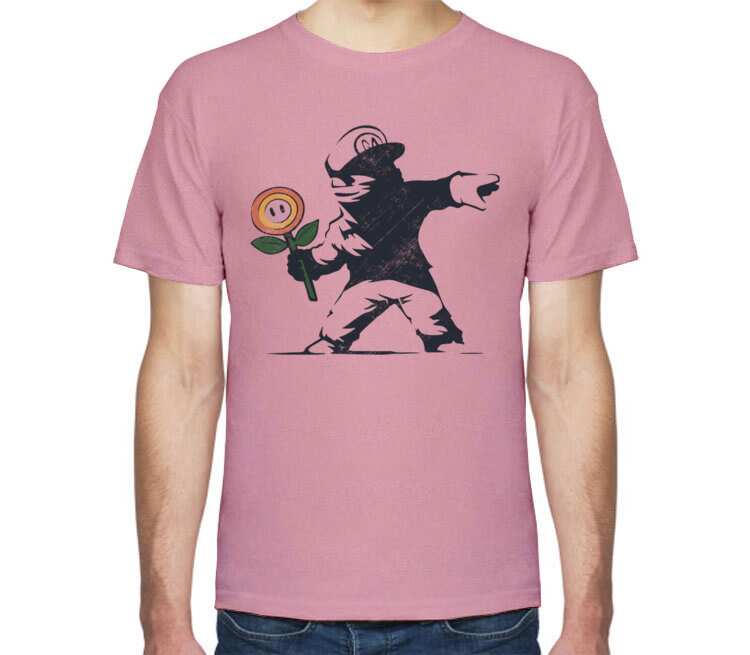 Граффити Марио мужская футболка с коротким рукавом (цвет: розовый меланж)