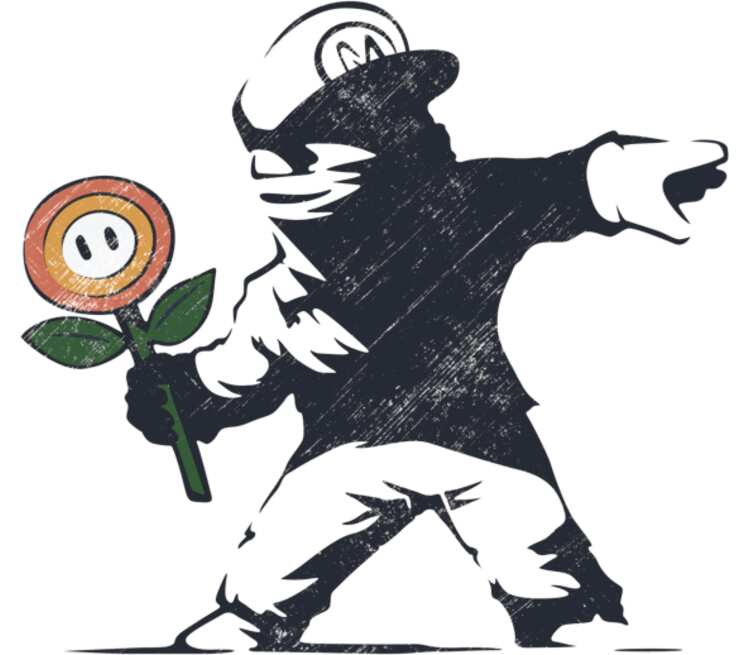 Граффити Марио кружка двухцветная (цвет: белый + черный)