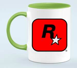 Rockstar Games кружка двухцветная (цвет: белый + светло-зеленый)
