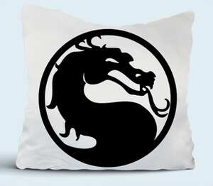 Логотип Мортал Комбат (Mortal Kombat) подушка (цвет: белый)