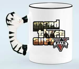 Grand Theft Auto 5 кружка с ручкой в виде зебры (цвет: белый + черный)