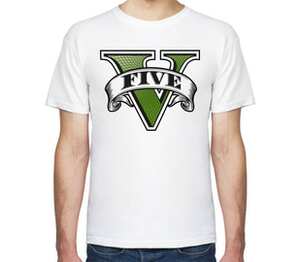Логотип GTA 5 мужская футболка с коротким рукавом (цвет: белый)