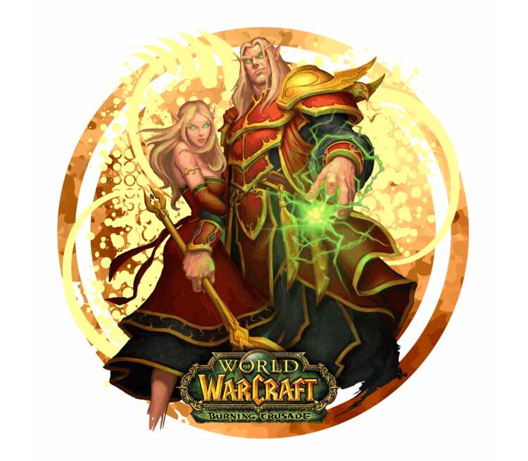 Кровавые Эльфы - burning crusade (World Of Warcraft) кружка с кантом (цвет: белый + зеленый)