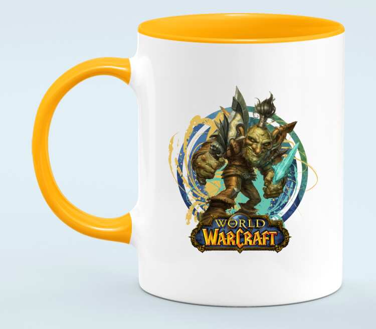 Гоблин Варлок - Goblin Warlock (World Of Warcraft) кружка двухцветная (цвет: белый + оранжевый)