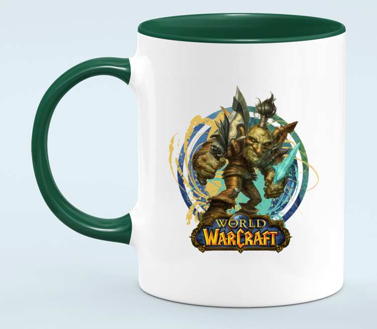 Гоблин Варлок - Goblin Warlock (World Of Warcraft) кружка двухцветная (цвет: белый + зеленый)