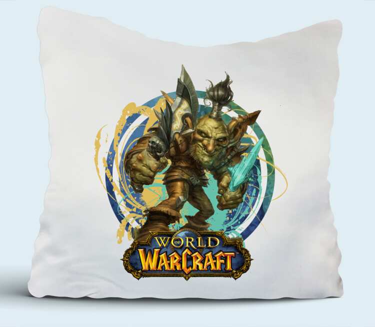Гоблин Варлок - Goblin Warlock (World Of Warcraft) подушка (цвет: белый)