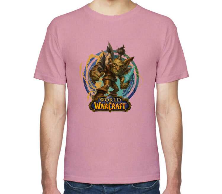 Гоблин Варлок - Goblin Warlock (World Of Warcraft) мужская футболка с коротким рукавом (цвет: розовый меланж)
