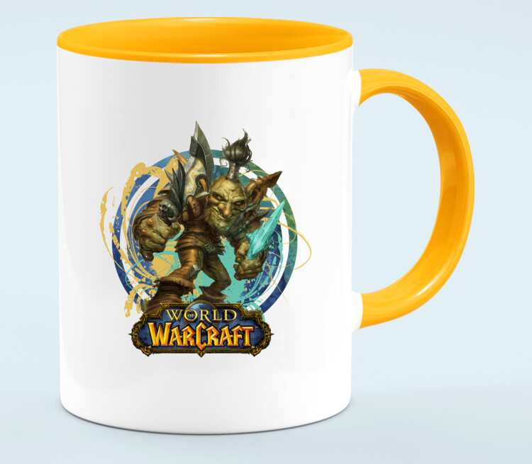Гоблин Варлок - Goblin Warlock (World Of Warcraft) кружка двухцветная (цвет: белый + оранжевый)