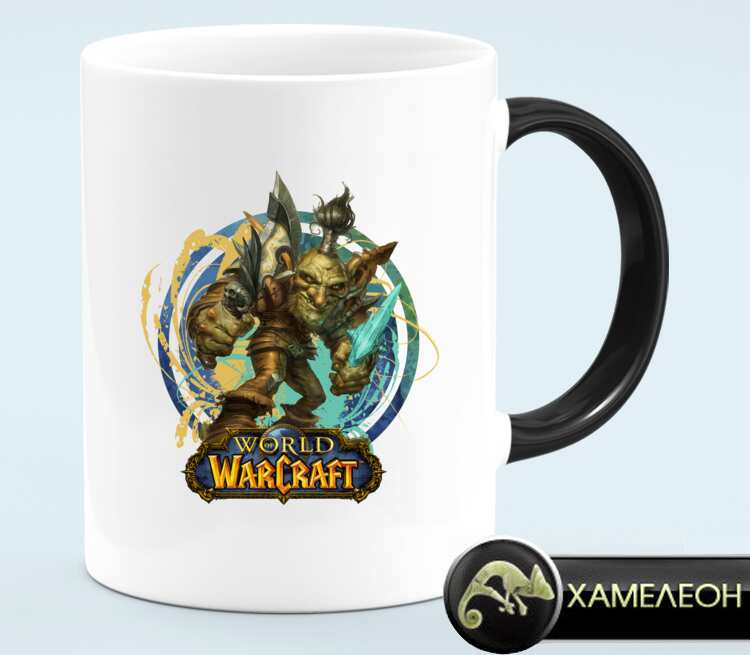 Гоблин Варлок - Goblin Warlock (World Of Warcraft) кружка хамелеон (цвет: белый + черный)