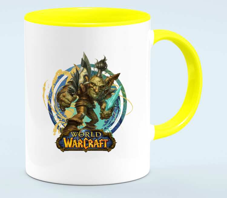 Гоблин Варлок - Goblin Warlock (World Of Warcraft) кружка двухцветная (цвет: белый + желтый)
