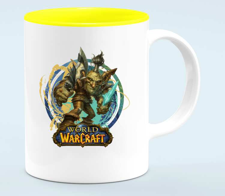 Гоблин Варлок - Goblin Warlock (World Of Warcraft) кружка хамелеон двухцветная (цвет: белый + желтый)