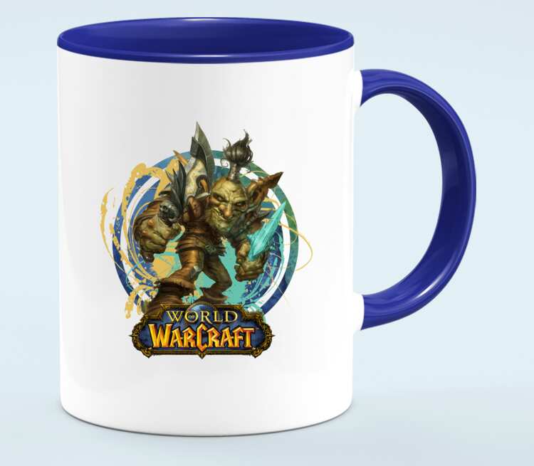 Гоблин Варлок - Goblin Warlock (World Of Warcraft) кружка двухцветная (цвет: белый + синий)