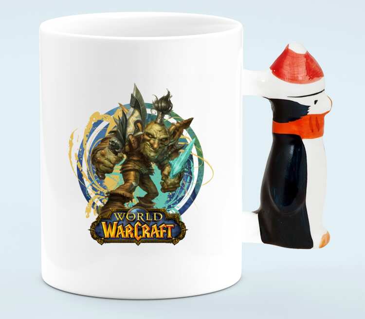 Гоблин Варлок - Goblin Warlock (World Of Warcraft) кружка с ручкой в виде пингвина (цвет: белый)