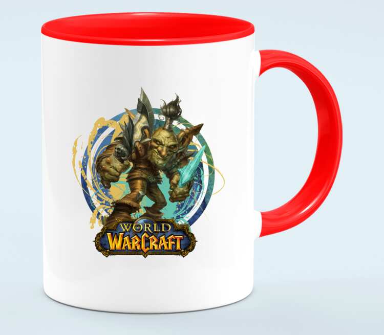 Гоблин Варлок - Goblin Warlock (World Of Warcraft) кружка двухцветная (цвет: белый + красный)
