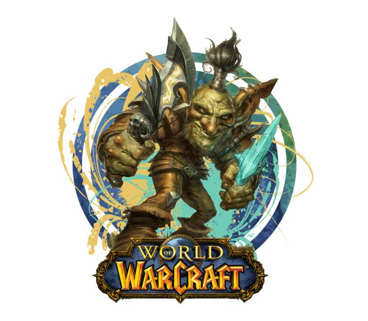 Гоблин Варлок - Goblin Warlock (World Of Warcraft) кружка с ложкой в ручке (цвет: белый + желтый)