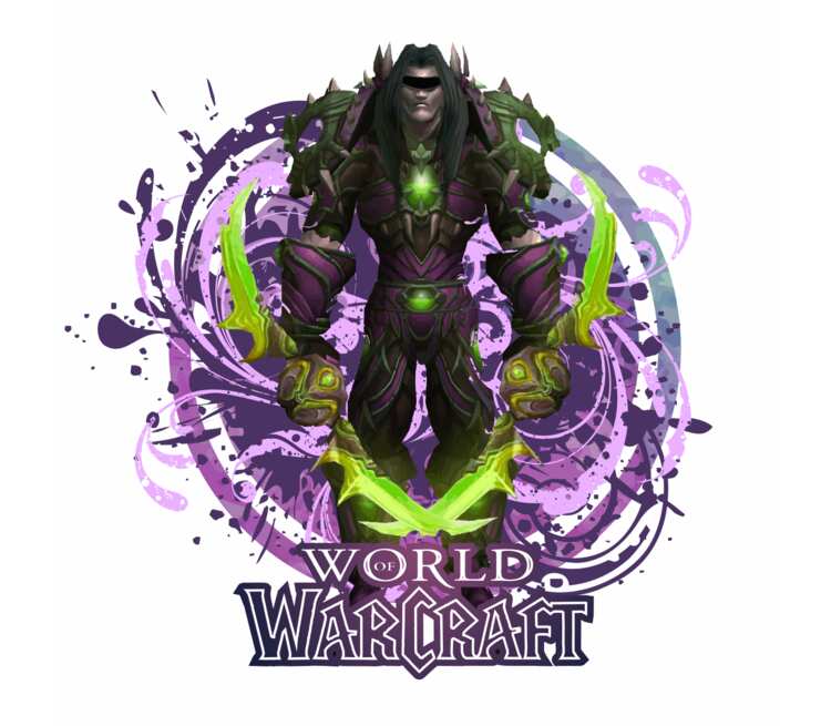 Охотник за пустотой - Void Hunter (World Of Warcraft) кружка с ручкой в виде коровы (цвет: белый + синий)