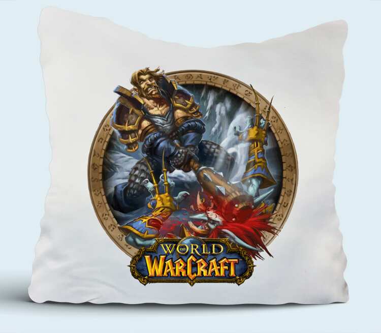Человек против троля - Human vs Troll (World Of Warcraft) подушка (цвет: белый)