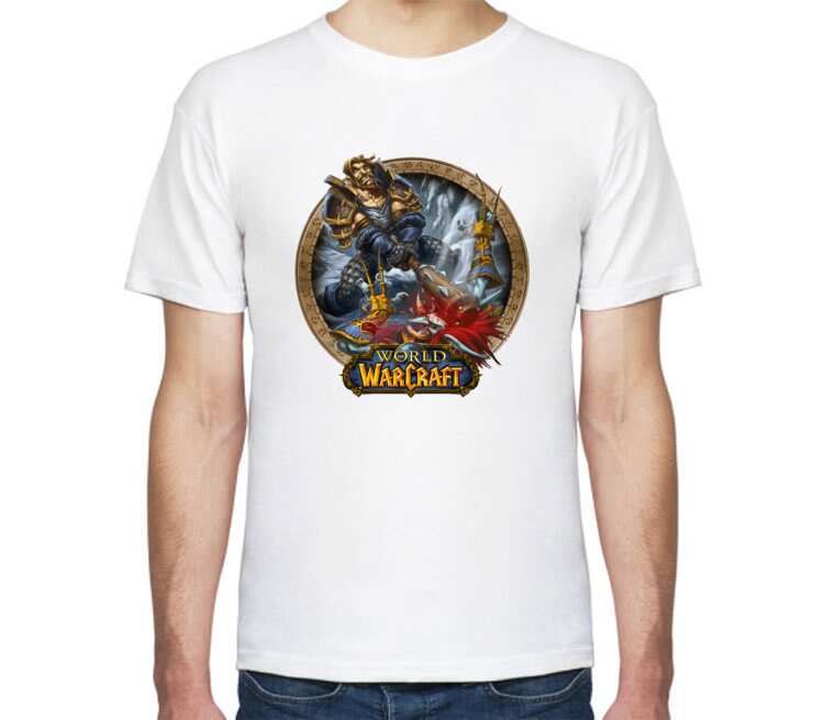 Человек против троля - Human vs Troll (World Of Warcraft) мужская футболка с коротким рукавом (цвет: белый)
