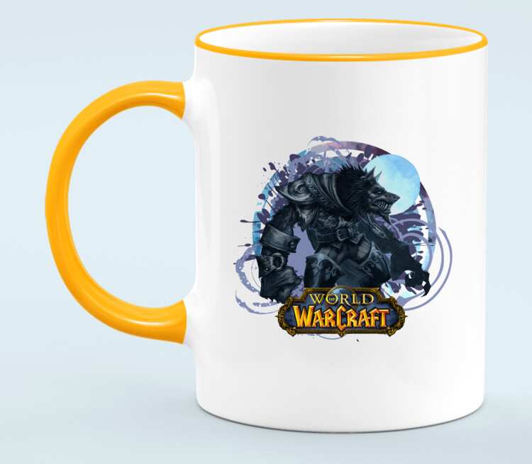Волк Оборотень (World Of Warcraft) кружка с кантом (цвет: белый + оранжевый)