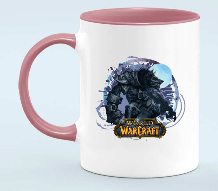 Волк Оборотень (World Of Warcraft) кружка двухцветная (цвет: белый + розовый)