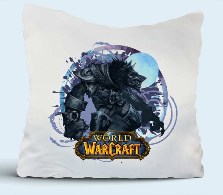 Волк Оборотень (World Of Warcraft) подушка (цвет: белый)