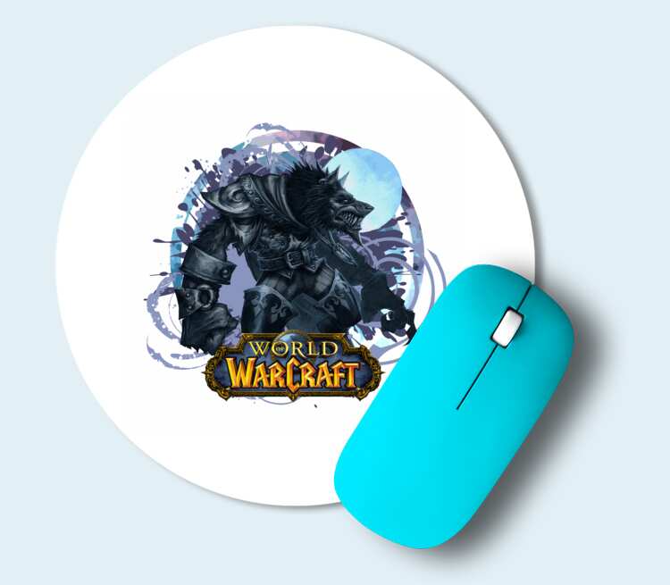 Волк Оборотень (World Of Warcraft) коврик для мыши круглый (цвет: белый)