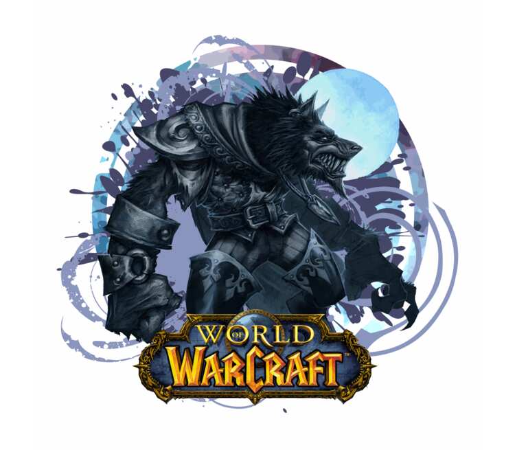 Волк Оборотень (World Of Warcraft) мужская футболка с коротким рукавом (цвет: серый меланж)