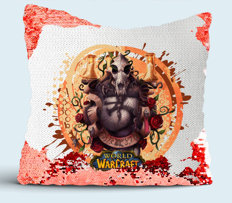 Ворген - Worgen (World Of Warcraft) подушка с пайетками (цвет: белый + красный)