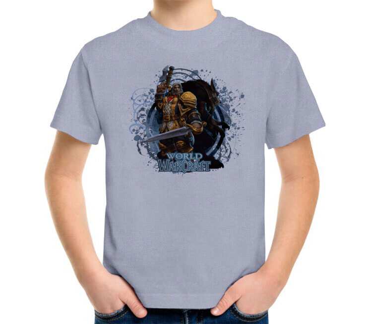 Генн Седогрив и Ворген - Genn Greymane and Worgen (World Of Warcraft) детская футболка с коротким рукавом (цвет: голубой меланж)