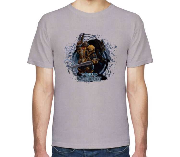 Генн Седогрив и Ворген - Genn Greymane and Worgen (World Of Warcraft) мужская футболка с коротким рукавом (цвет: серый меланж)