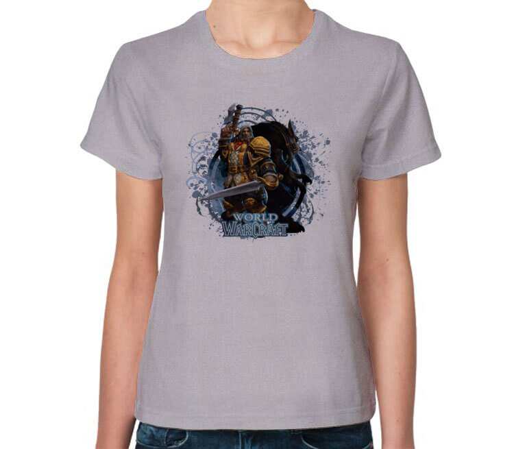Генн Седогрив и Ворген - Genn Greymane and Worgen (World Of Warcraft) женская футболка с коротким рукавом (цвет: серый меланж)