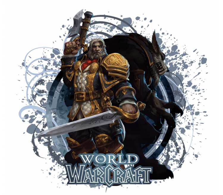 Генн Седогрив и Ворген - Genn Greymane and Worgen (World Of Warcraft) подушка с пайетками (цвет: белый + сиреневый)