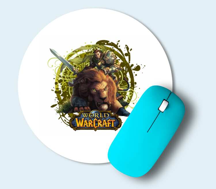 Львы воины - Lions warrior (World Of Warcraft) коврик для мыши круглый (цвет: белый)