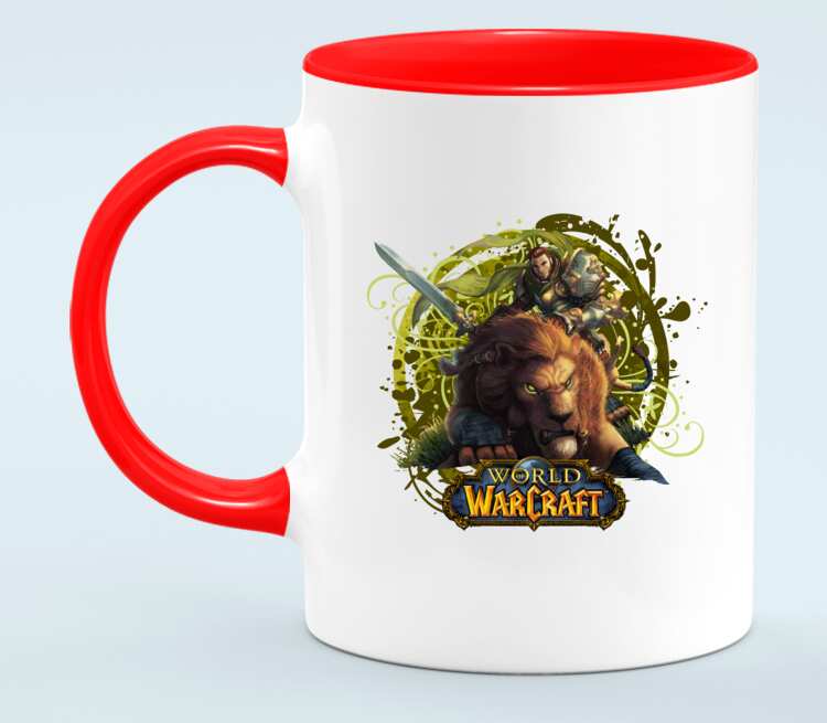 Львы воины - Lions warrior (World Of Warcraft) кружка двухцветная (цвет: белый + красный)