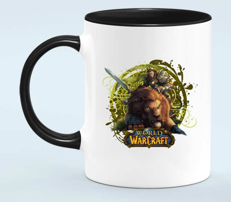 Львы воины - Lions warrior (World Of Warcraft) кружка двухцветная (цвет: белый + черный)