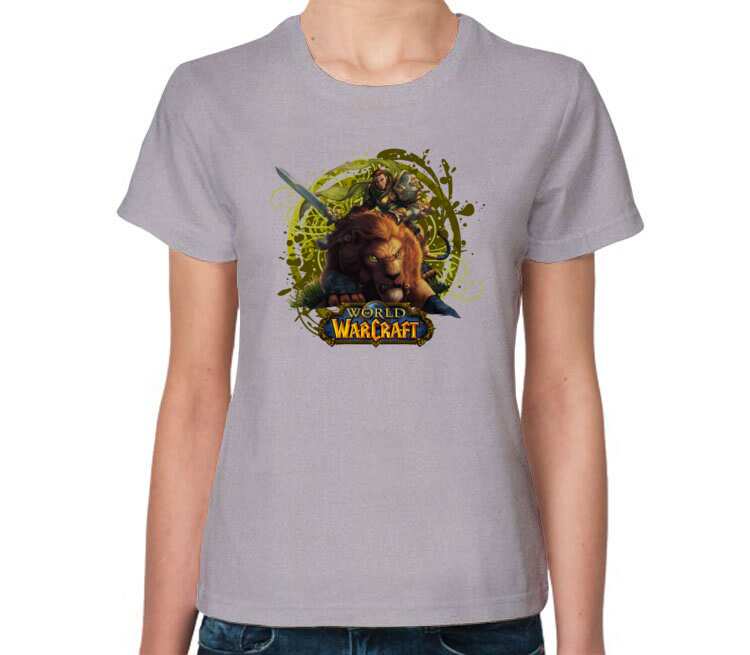 Львы воины - Lions warrior (World Of Warcraft) женская футболка с коротким рукавом (цвет: серый меланж)