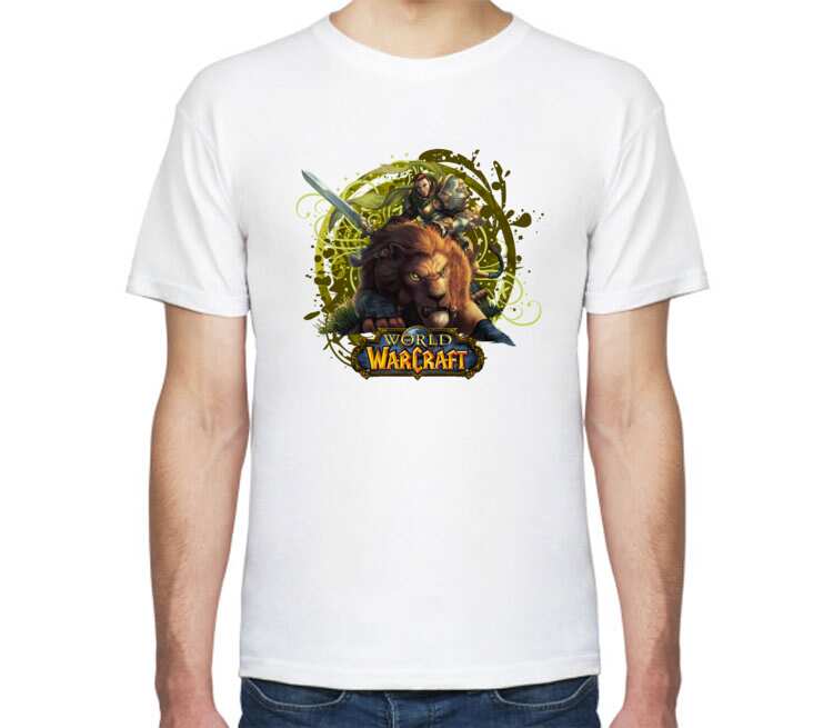 Львы воины - Lions warrior (World Of Warcraft) мужская футболка с коротким рукавом (цвет: белый)