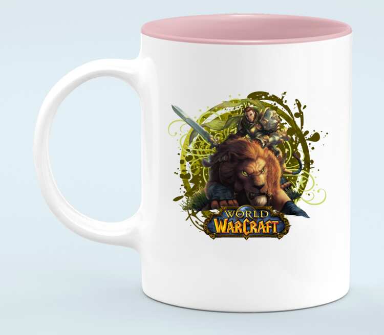 Львы воины - Lions warrior (World Of Warcraft) кружка хамелеон двухцветная (цвет: белый + розовый)