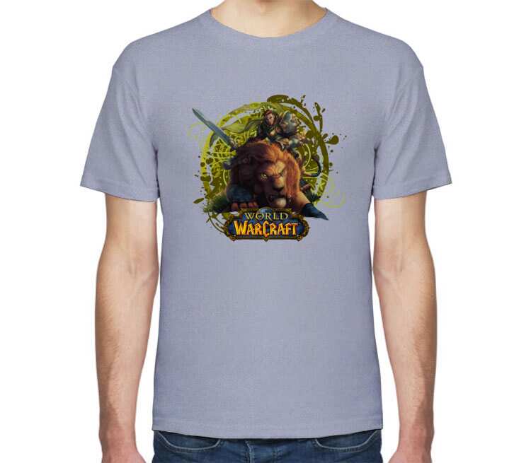 Львы воины - Lions warrior (World Of Warcraft) мужская футболка с коротким рукавом (цвет: голубой меланж)