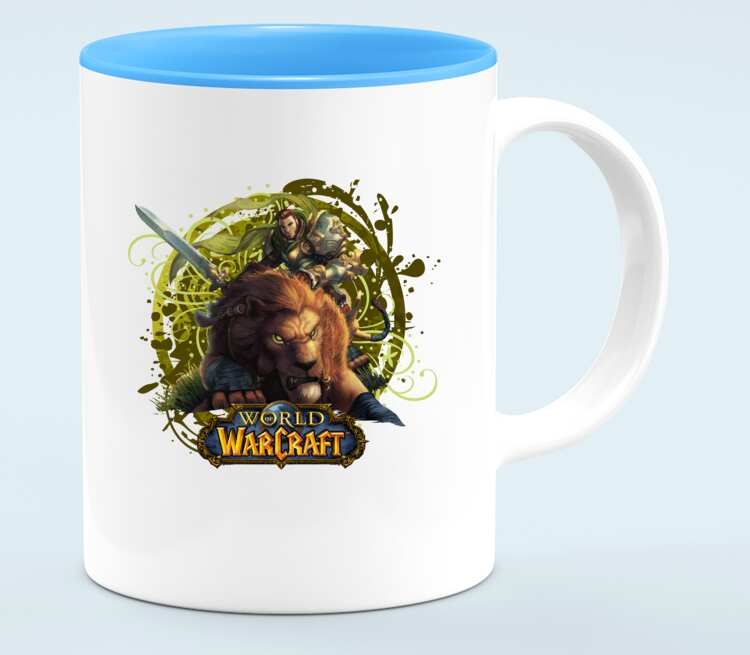 Львы воины - Lions warrior (World Of Warcraft) кружка хамелеон двухцветная (цвет: белый + голубой)